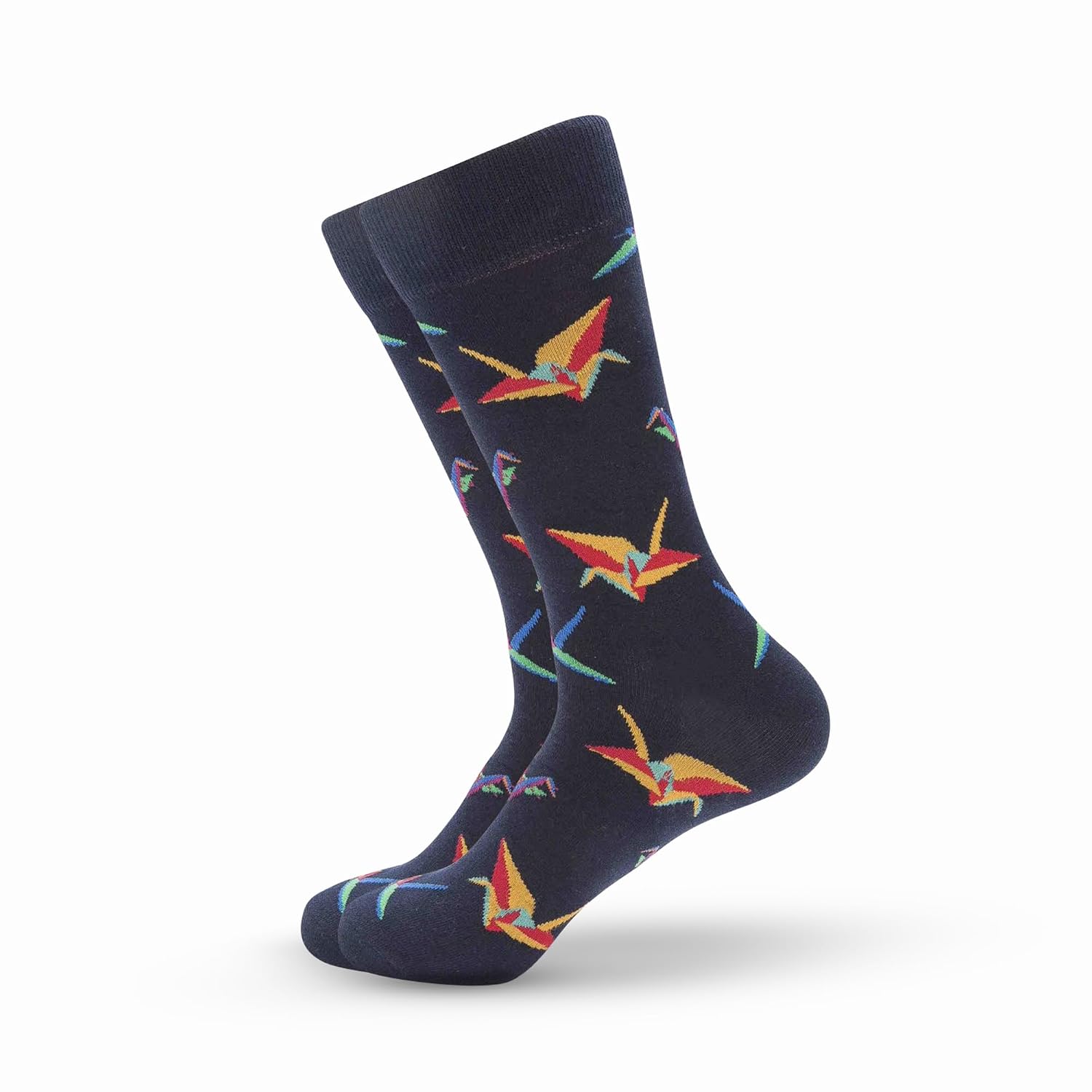 Black Origami Crew Socks by FEET DRIFT