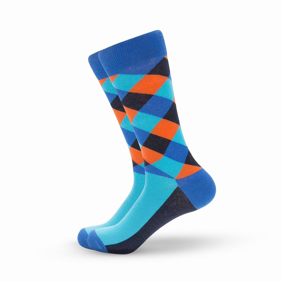Half Argyle Denim Crew Socks