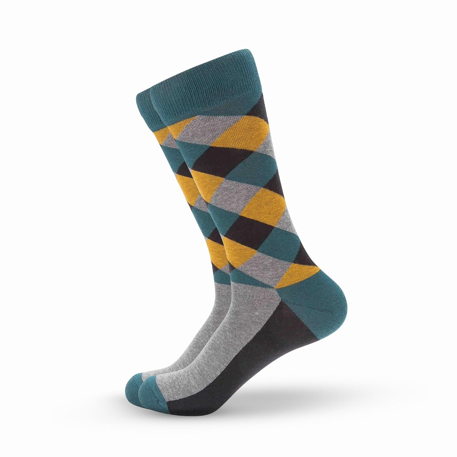 Half Argyle Green Crew Socks by FEET DRIFT