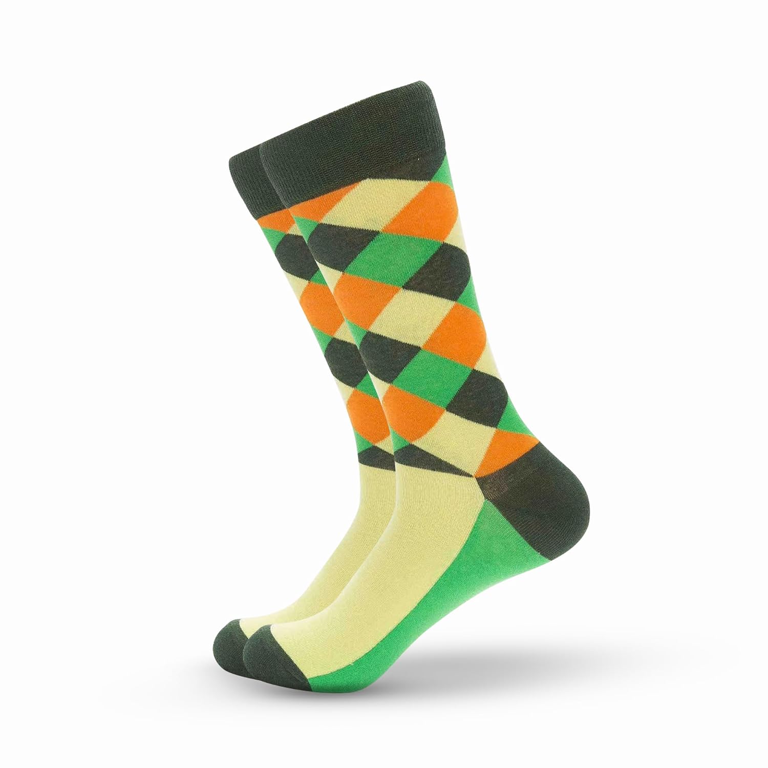 Half Argyle Yellow Crew Socks by FEET DRIFT